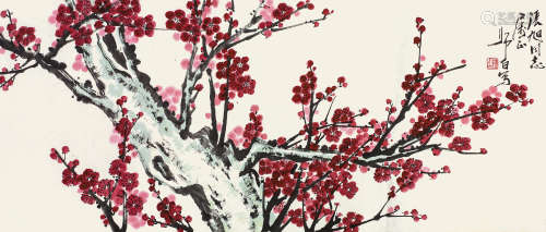 娄师白（1918～2010） 红梅 镜心 设色纸本