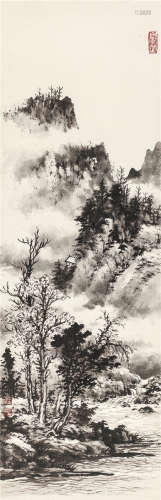 黄君璧（1898～1991） 野水溪云 镜心 水墨纸本
