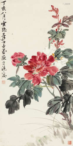 汪亚尘（1894～1983） 牡丹 立轴 设色纸本
