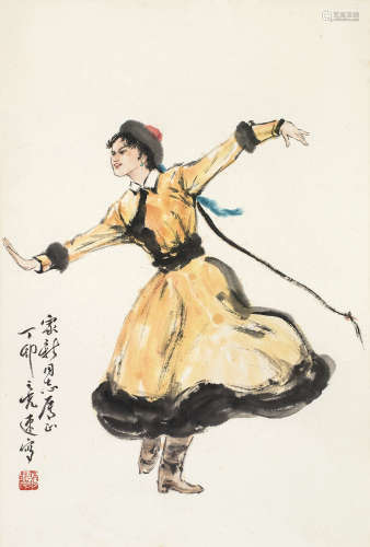 杨之光（b.1930） 舞女 立轴 设色纸本