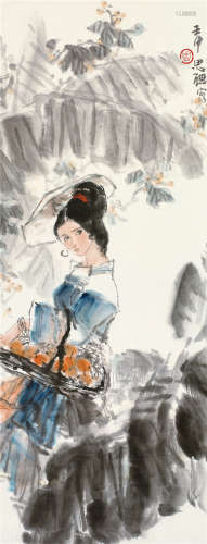 周思聪（1939～1996） 芭蕉少女 立轴 设色纸本