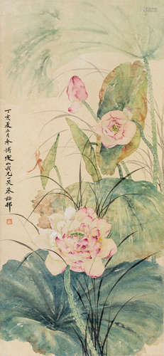 朱梅邨（1911～1993） 荷花 立轴 设色纸本