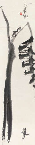 丁衍庸（1902～1978） 蛙趣图 立轴 水墨纸本