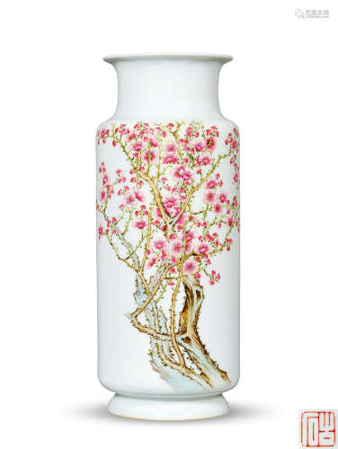 民国 1938年 粉彩梅花瓶
