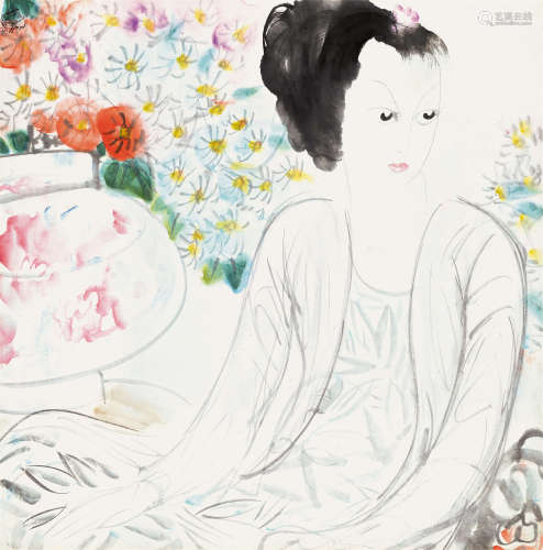 林风眠（1900～1991） 赏花图 立轴 设色纸本