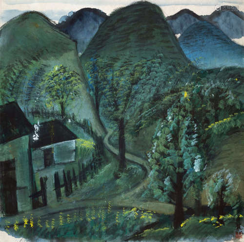 林风眠（1900～1991） 春山翠岭 镜框 设色纸本