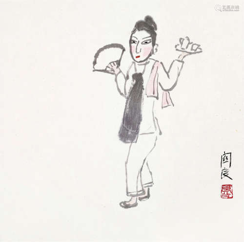 关良（1900～1986） 李凤姐 镜框 设色纸本