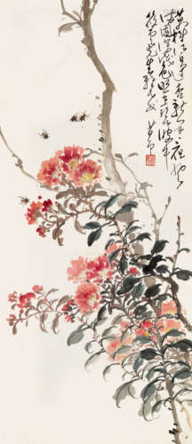 赵少昂（1905～1998） 蜂花图 立轴 设色纸本