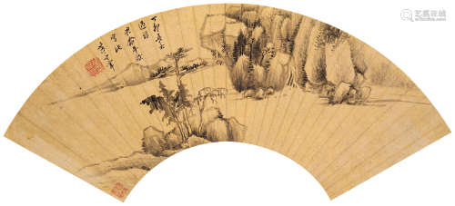 董其昌（1555～1636） 1627年作 隔岸清泉 镜框 水墨金笺