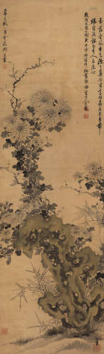 周笠（1736～1820） 1781年作 竹菊图 立轴 设色绢本