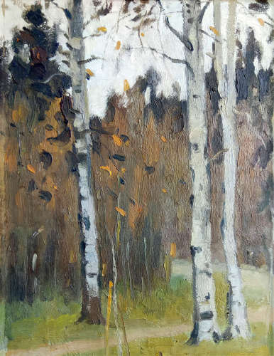 罗工柳 1960年 白桦树 布面 油画