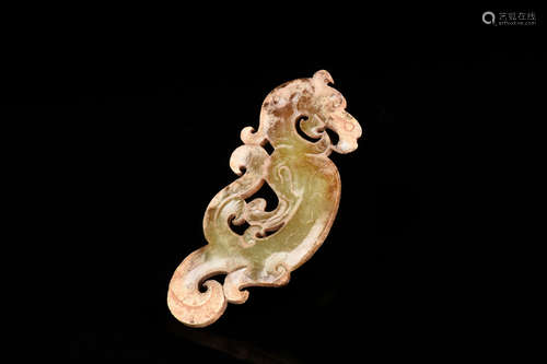 ARCHAIC JADE CARVED 'DRAGON' ORNAMENT