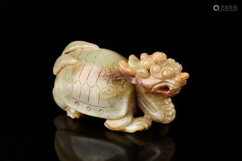 JADE CARVED 'DRAGON TURTLE' ORNAMENT