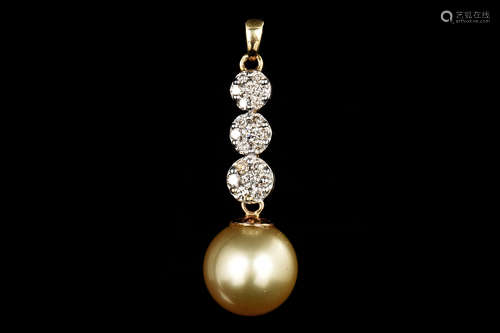 GOLDEN YELLOW PEARL WITH 14K YELLOW GOLD SETTING