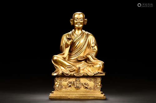 TIBETAN GILT BRONZE BODHISATTVA FIGURE