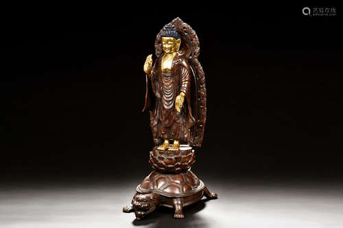 GILT BRONZE AVALOKITESVARA STANDING FIGURE