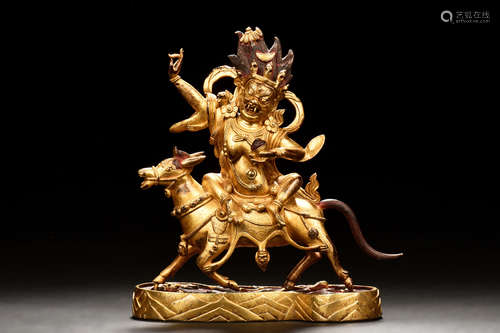 GILT BRONZE JAMBHALA FIGURE