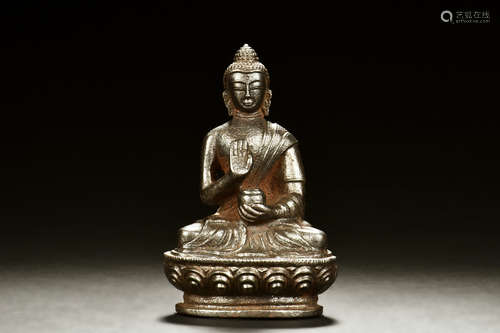 IRON CAST BHAISAJYAGURU SEATED FIGURE