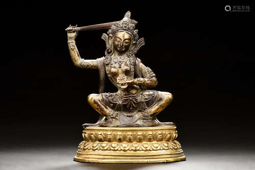 GILT BRONZE BODHISATTVA FIGURE