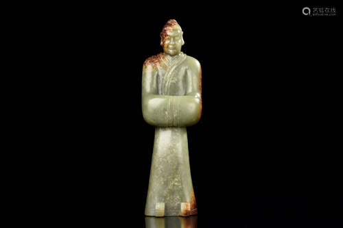 JADE CARVED 'SCHOLAR' FIGURE