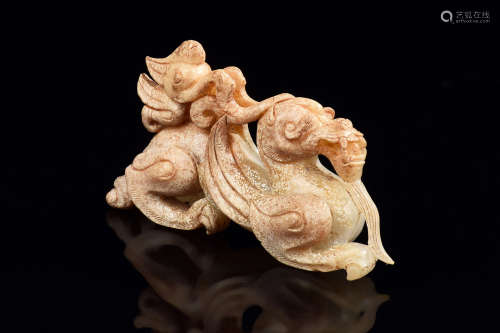 JADE CARVED 'MYTHICAL DRAGON' FIGURE