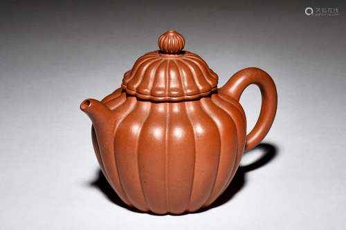 YIXING ZISHA LOBED TEAPOT