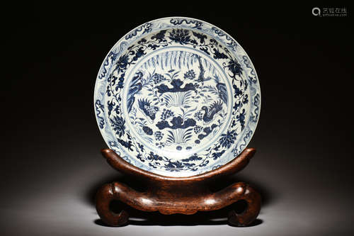 BLUE AND WHITE 'BIRDS AND FLOWERS' CHARGER