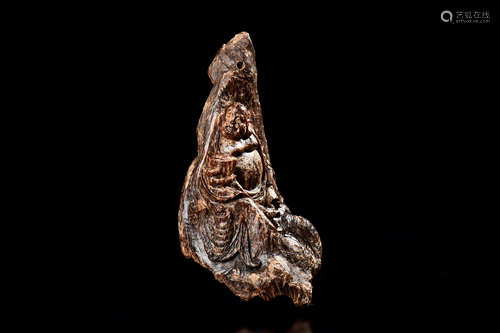 AGARWOOD CARVED MAITREYA MILEFO ORNAMENT