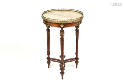 LOUIS XVI BRONZE MOUNTED WITH MARBLE TOP ROUND TABLE