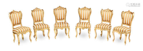 SIX LOUIS XV BURNISH GOLD JEAN-BAPTISTE CRESSON CHAIRS