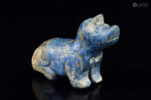 LAPIS LAZULI CARVED 'MYTHICAL DOG' ORNAMENT