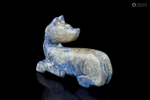 LAPIS LAZULI CARVED 'MYTHICAL DOG' ORNAMENT