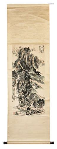 LU YANSHAO: INK ON PAPER PAINTING 'MOUNTAIN SCENERY'