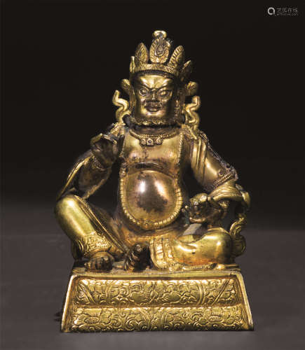 乾隆 18世纪  铜鎏金黄财神像