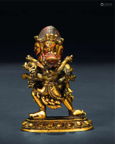 18世纪 18世纪  铜鎏金外修降阎魔尊随身佛