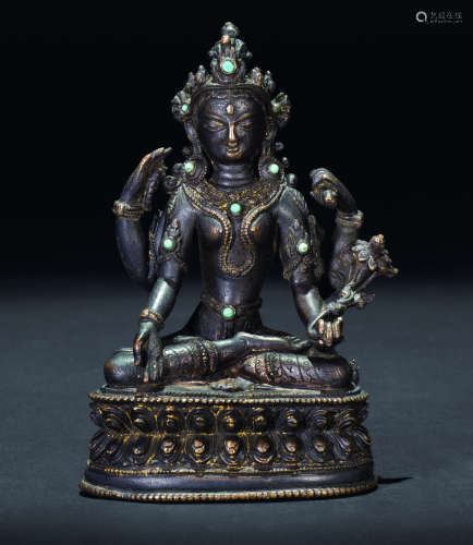 14世纪 18世纪  铜四臂般若佛母像