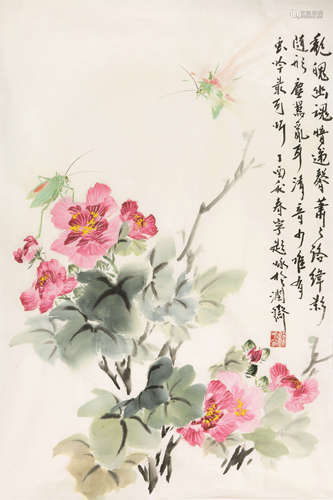 钱春宁 芙蓉络纬图