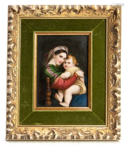 MADONNA AND CHILD PAINTED TILE