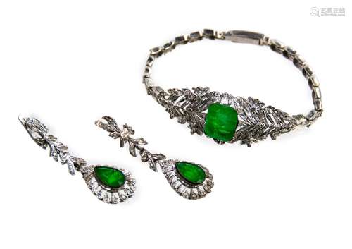 EMERALD RAW DIAMOND SET (BRACELET, EARRINGS)