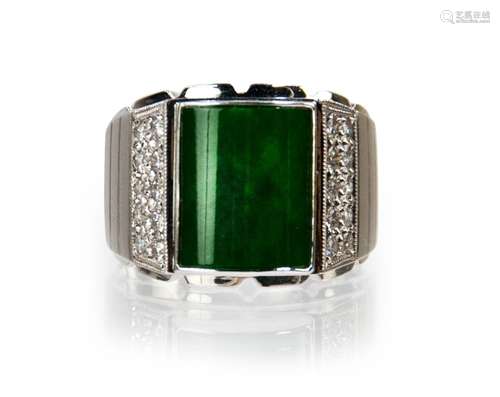 JADE DIAMOND MENS RING (GIA CERT.)