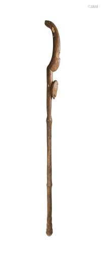 CARVED WOODEN STAFF