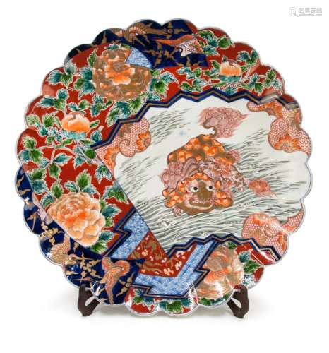 JAPANESE IMARI PLATE WITH FOO LION