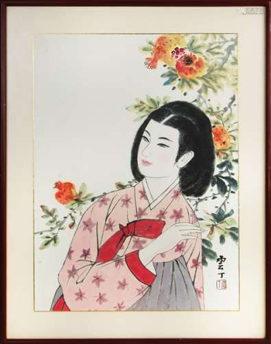 FRAMED PAINTING OF LADY