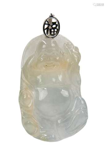 JADE BUDDHA PENDANT WHITE METAL CLASP