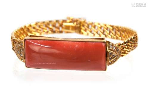 18K GOLD CORAL DIAMOND BRACELET