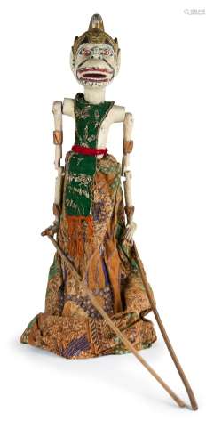 WOOD CARVED AND PAINTED WAYANG PUPPET