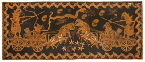 JAVANESE TEXTILE (GOLD WITH CHARIOTS)