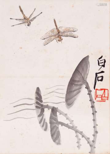 白石 蜻蜓图