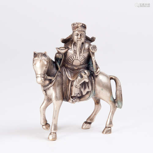 白铜制福神骑马像