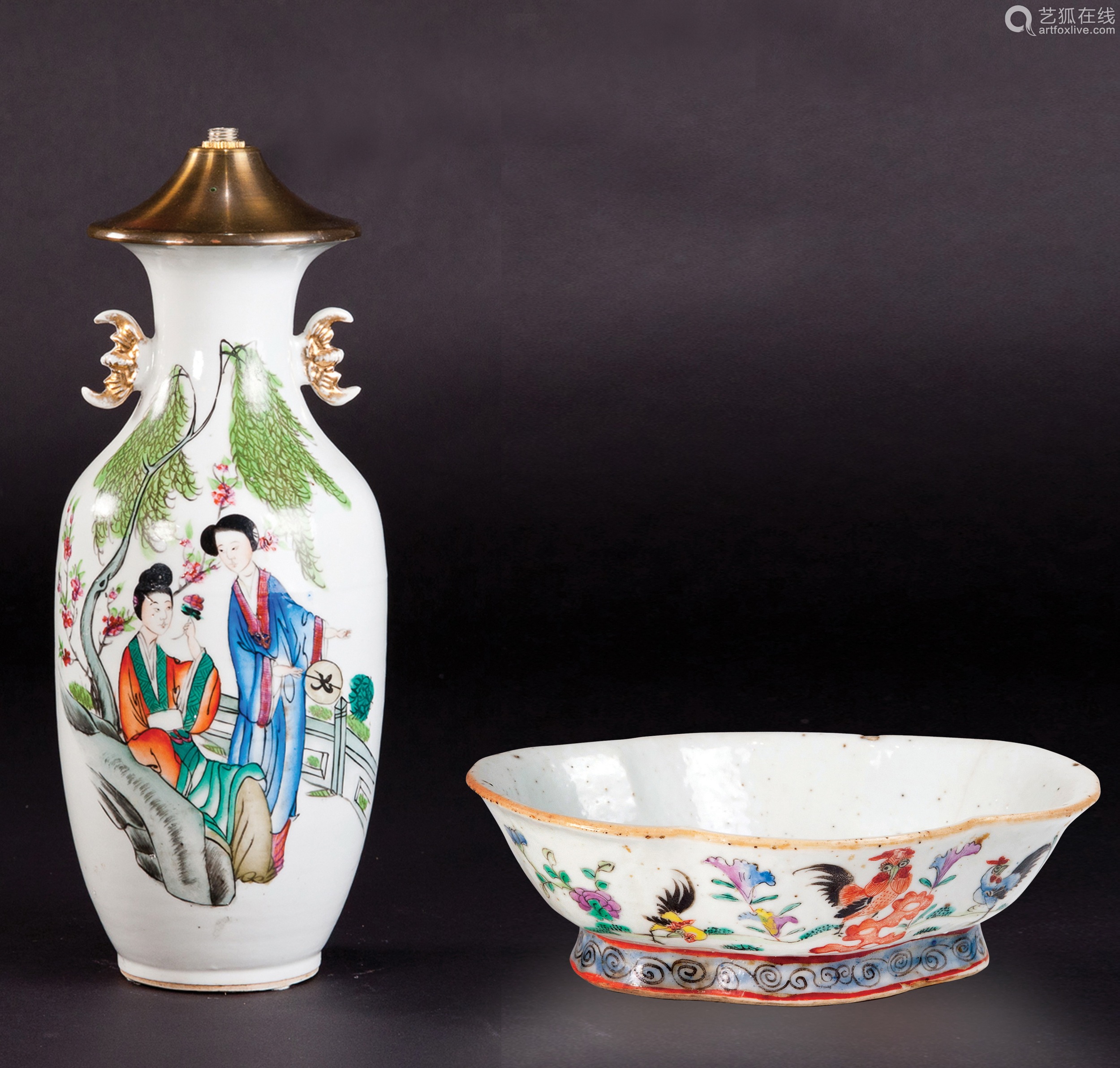 粉彩水仙盆 花瓶一组 Deal Price Picture 粉彩水仙盆 花瓶一组 Deal Price Picture